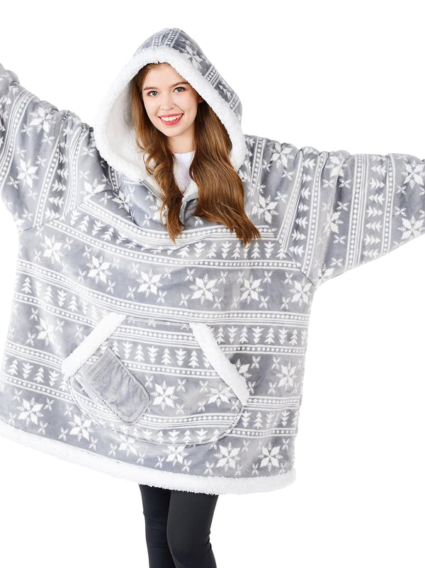 Grey Snowflake Fluvy Hoodie
