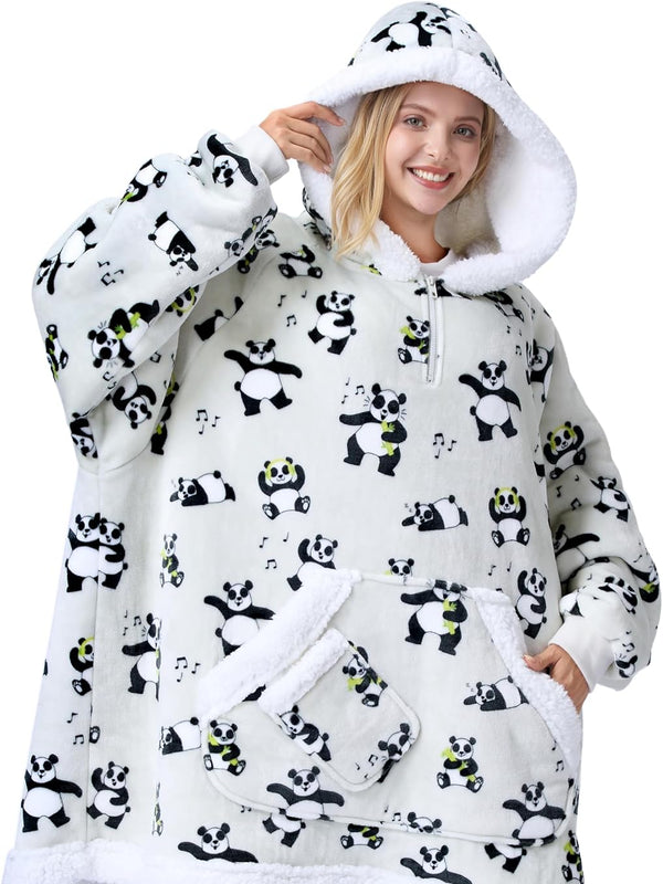 Grey Panda Fluvy Hoodie
