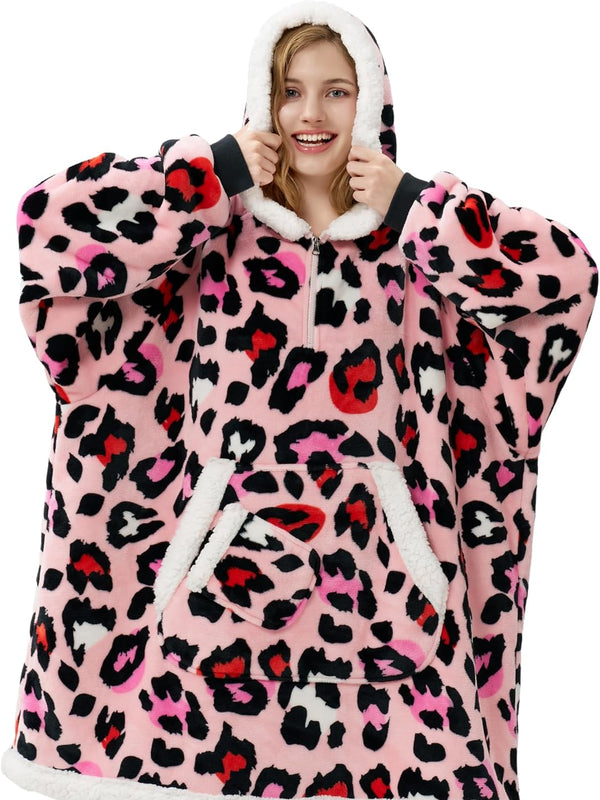 Pink Leopard Fluvy Hoodie