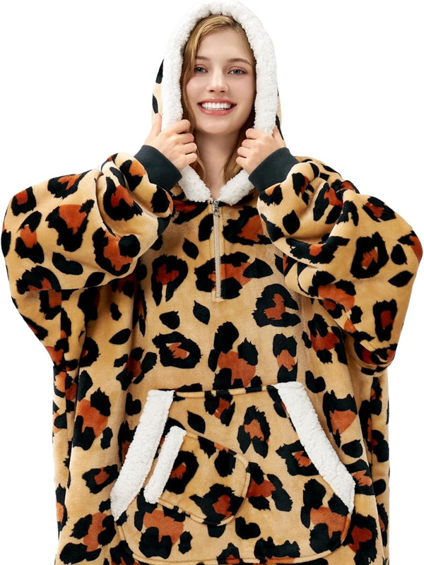 Brown Leopard Fluvy Hoodie