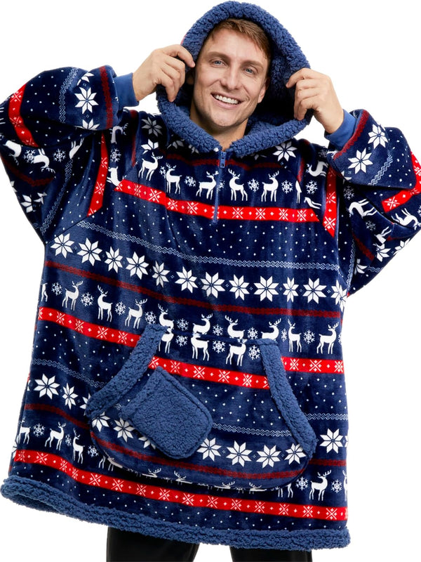 Blue Christmas Nordic Fluvy Hoodie