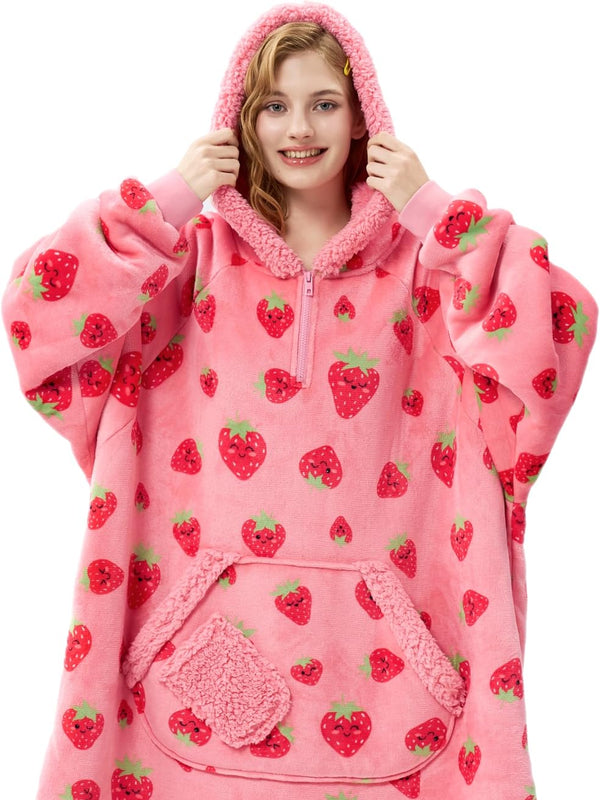 Pink Strawberry Fluvy Hoodie