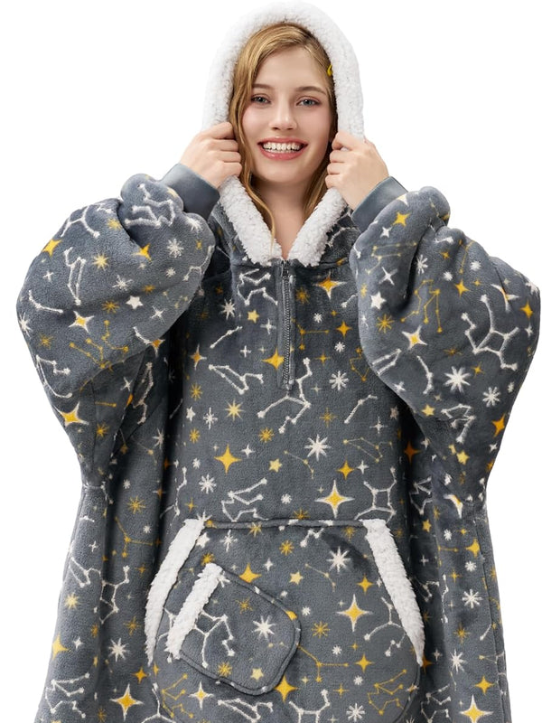 Grey Glowing Stars Fluvy Hoodie