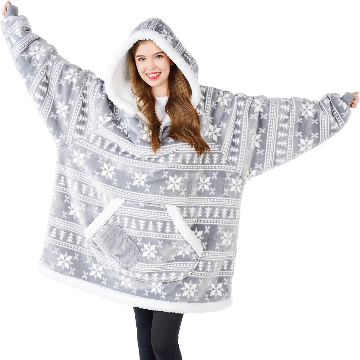 Grey Snowflake Snug Hoodie
