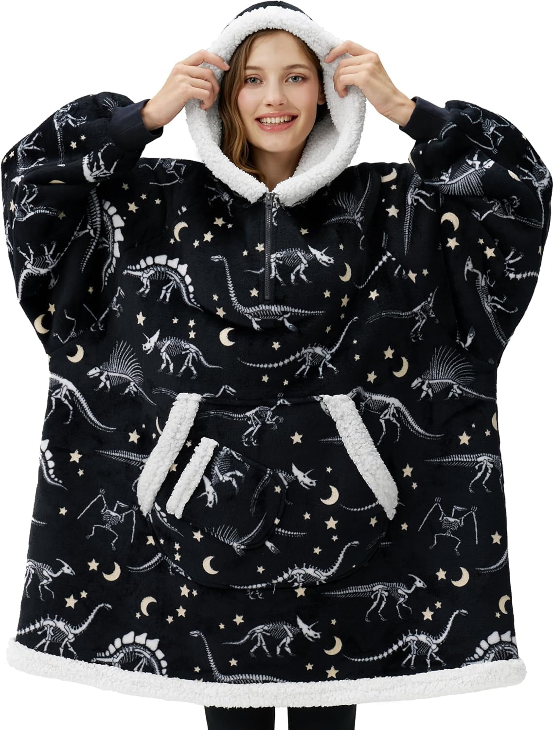 Black Glowing Dinosaur Snug Hoodie
