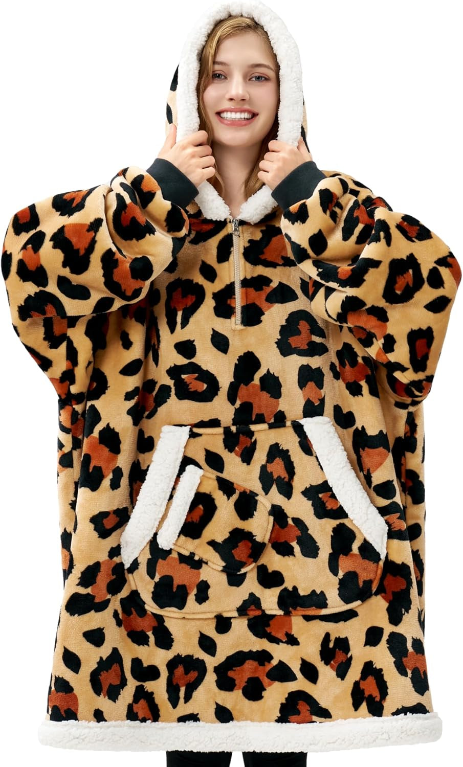 Brown Leopard Fluvy Hoodie