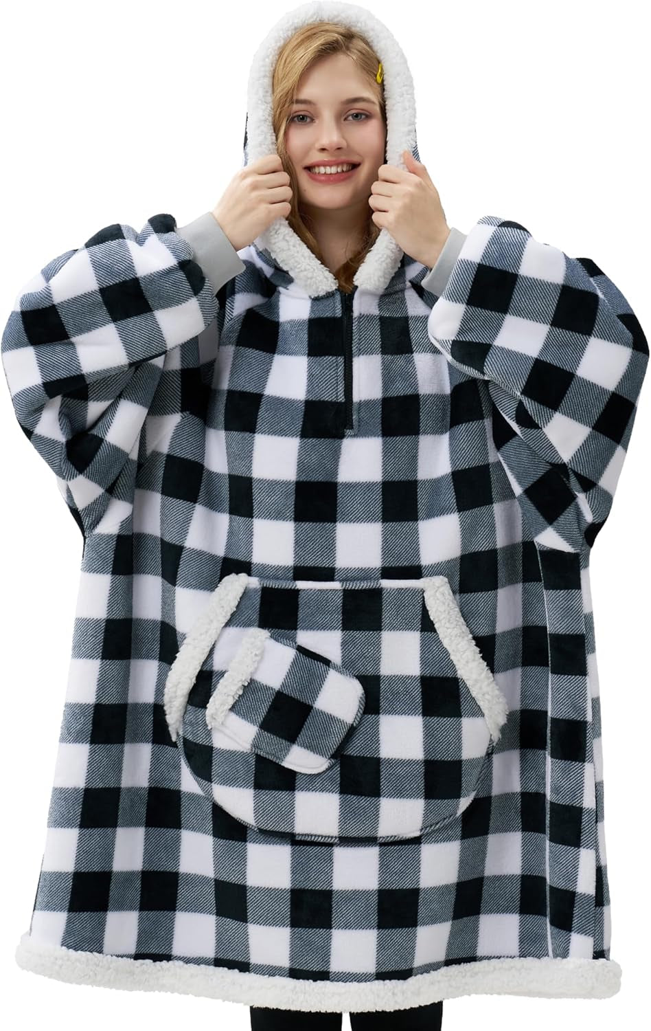 Black Plaid Snug Hoodie