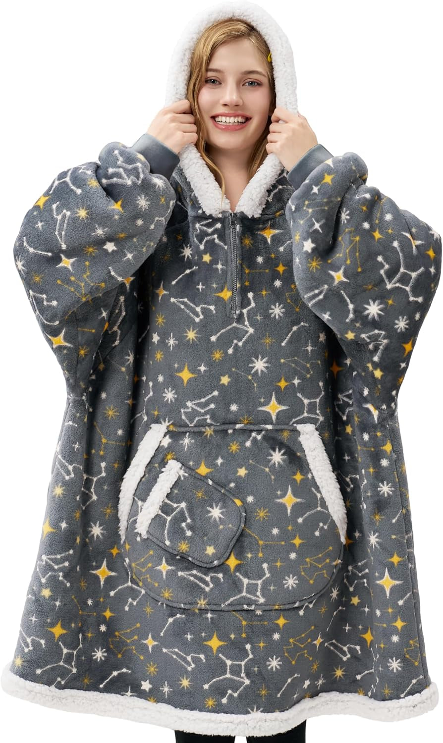 Grey Glowing Stars Snug Hoodie