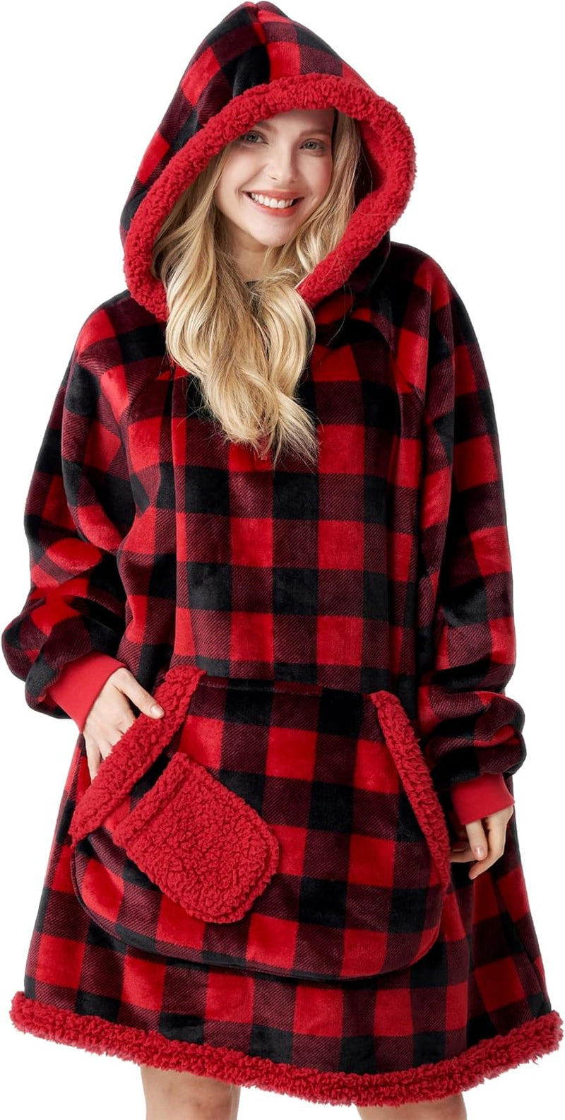 Red & Black Plaid Snug Hoodie