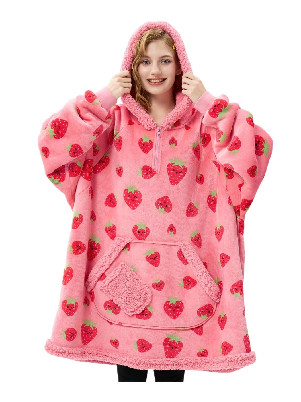Pink Strawberry Fluvy Hoodie