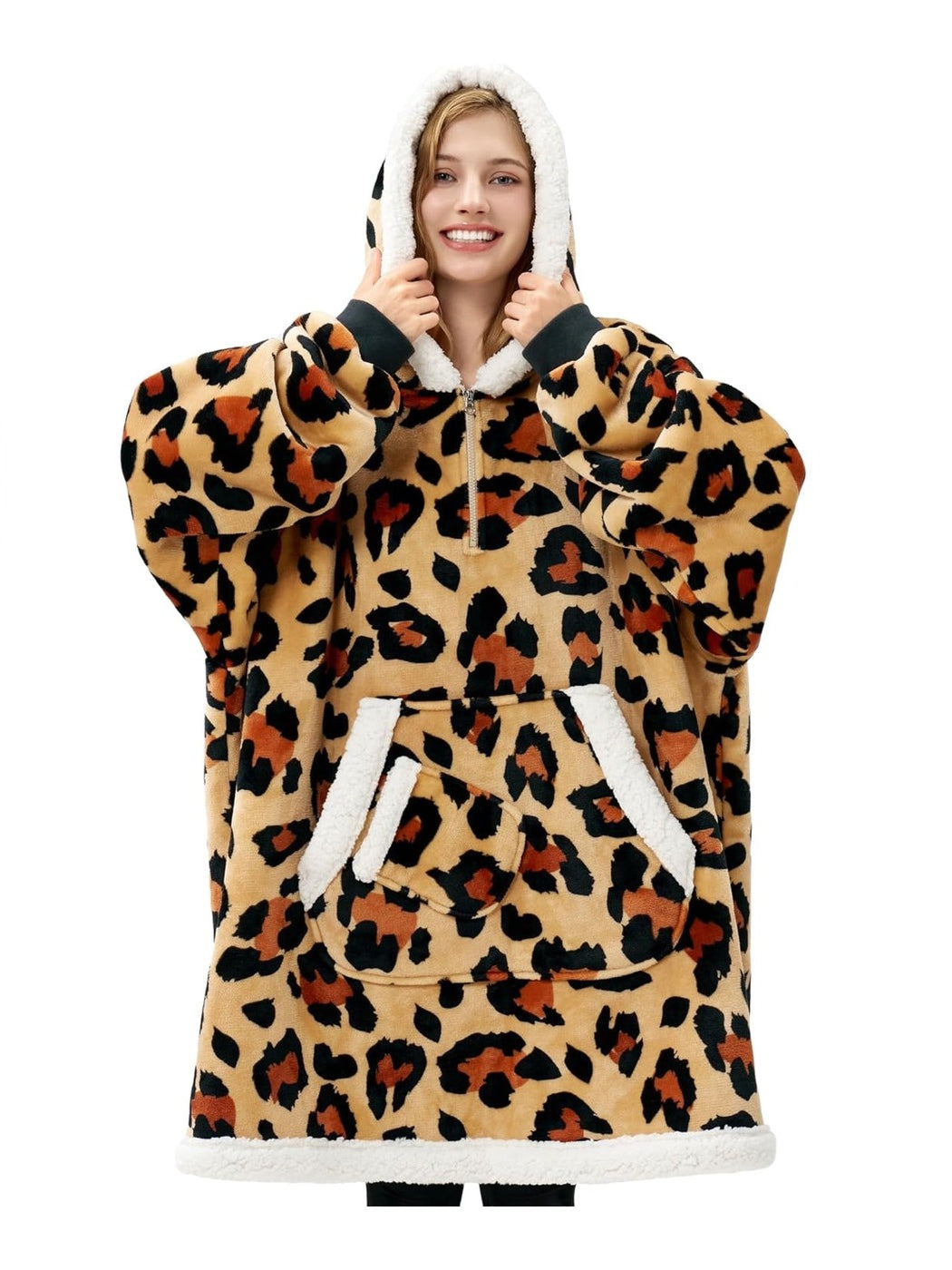 Brown Leopard Fluvy Hoodie