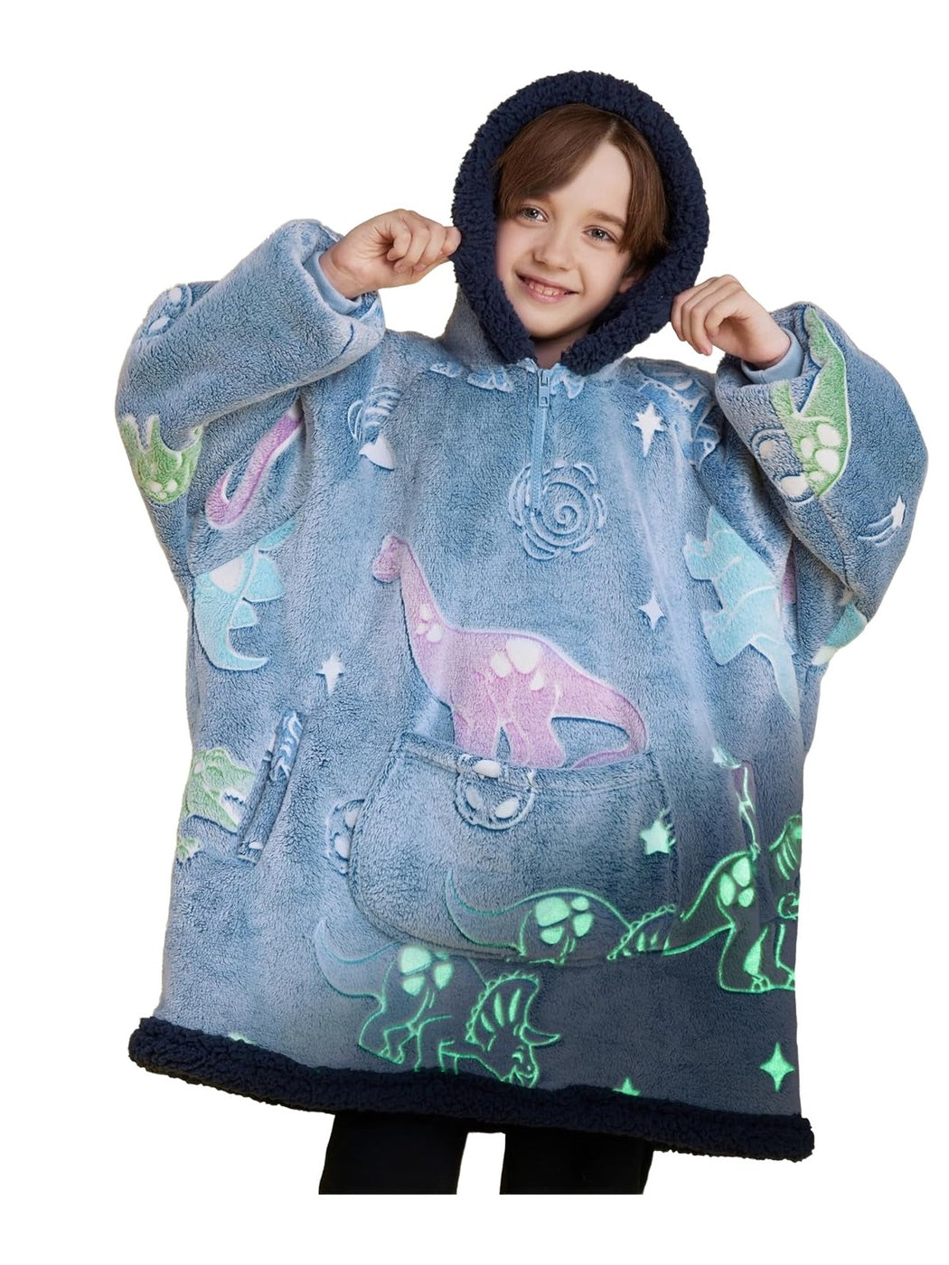 Blue Dinosaur Glow Snug Hoodie · Kids