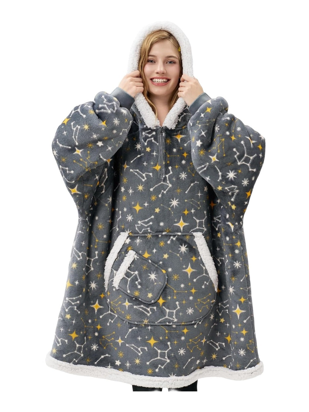 Grey Glowing Stars Snug Hoodie