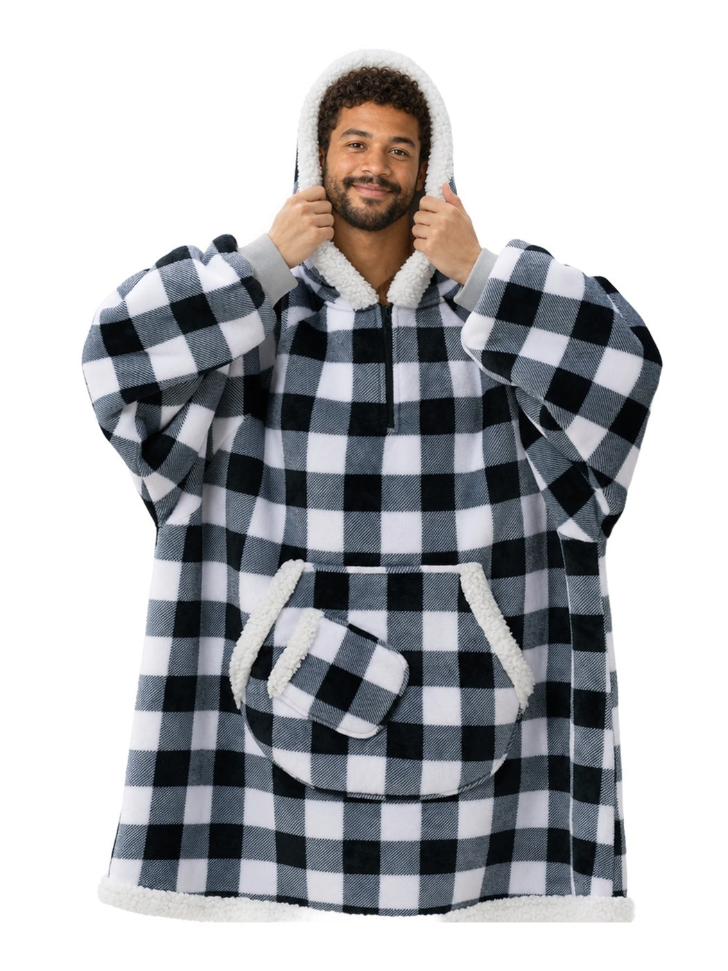 Black Plaid Snug Hoodie