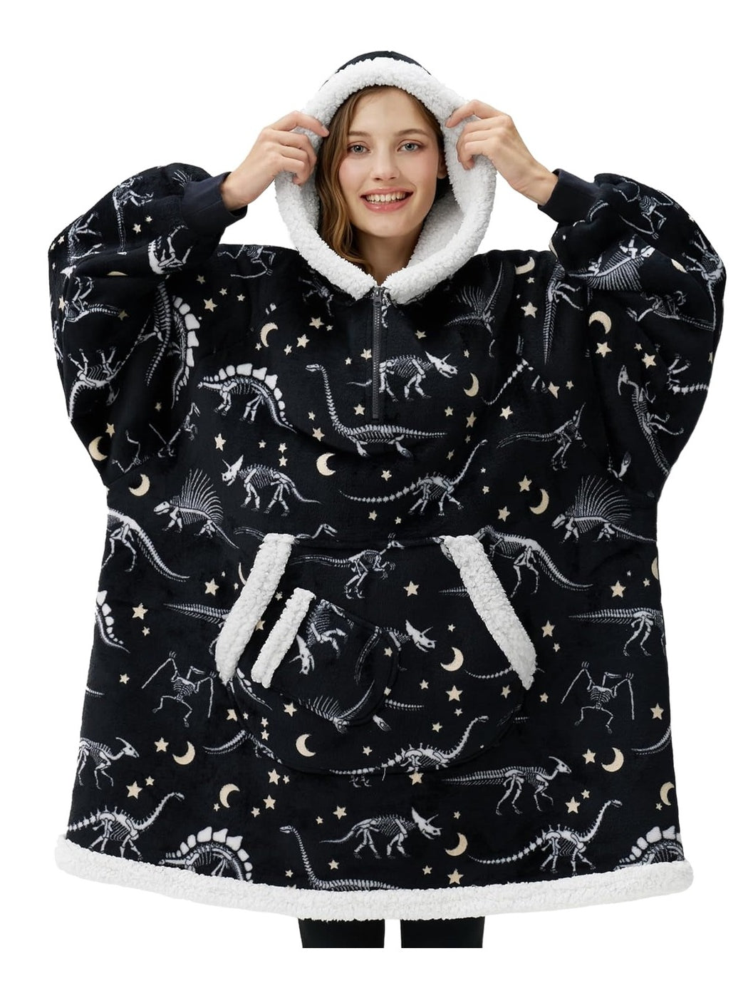 Black Glowing Dinosaur Snug Hoodie