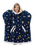 Dark Blue Glowing Stars Fluvy Hoodie