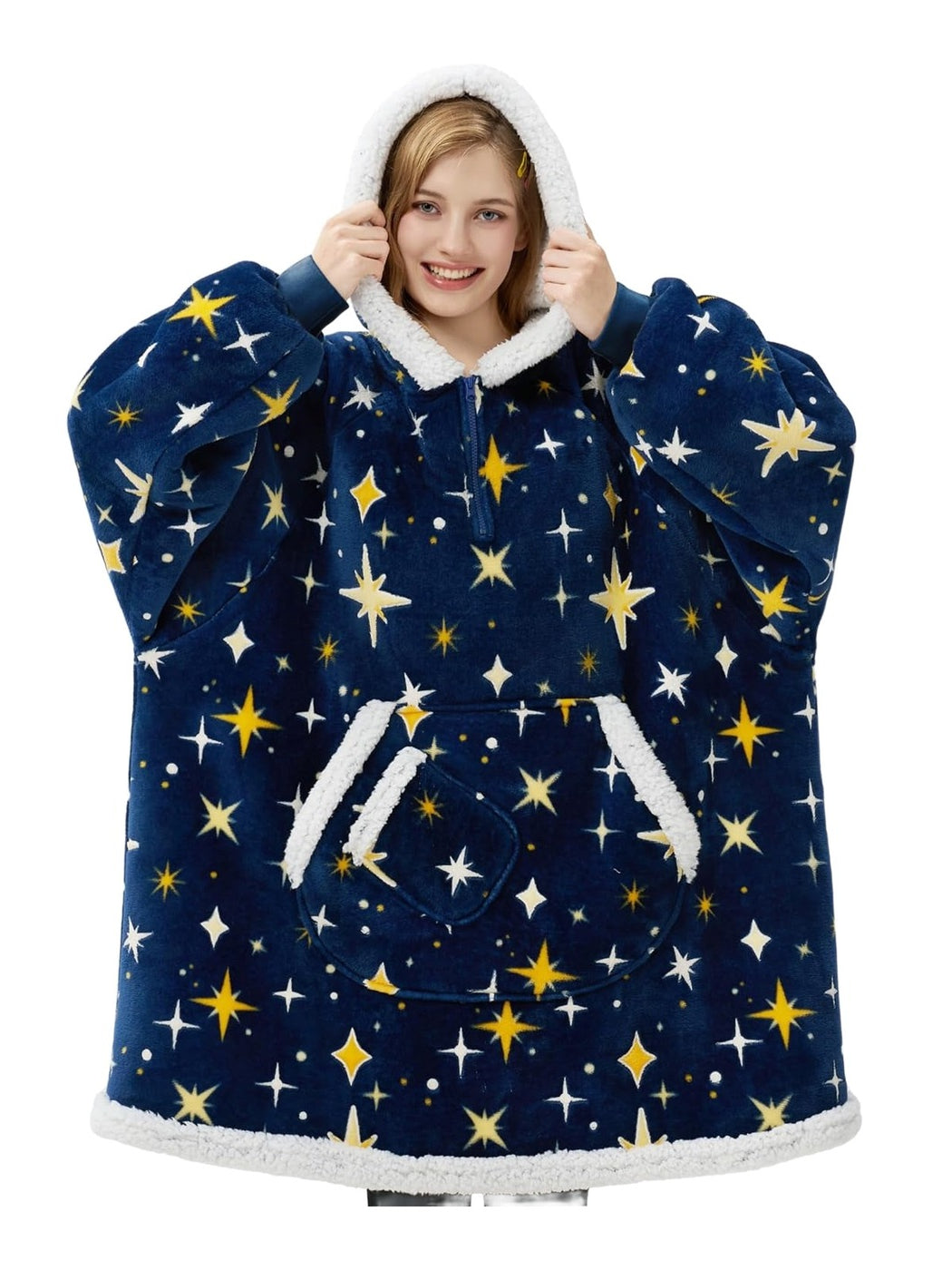 Dark Blue Glowing Stars Snug Hoodie