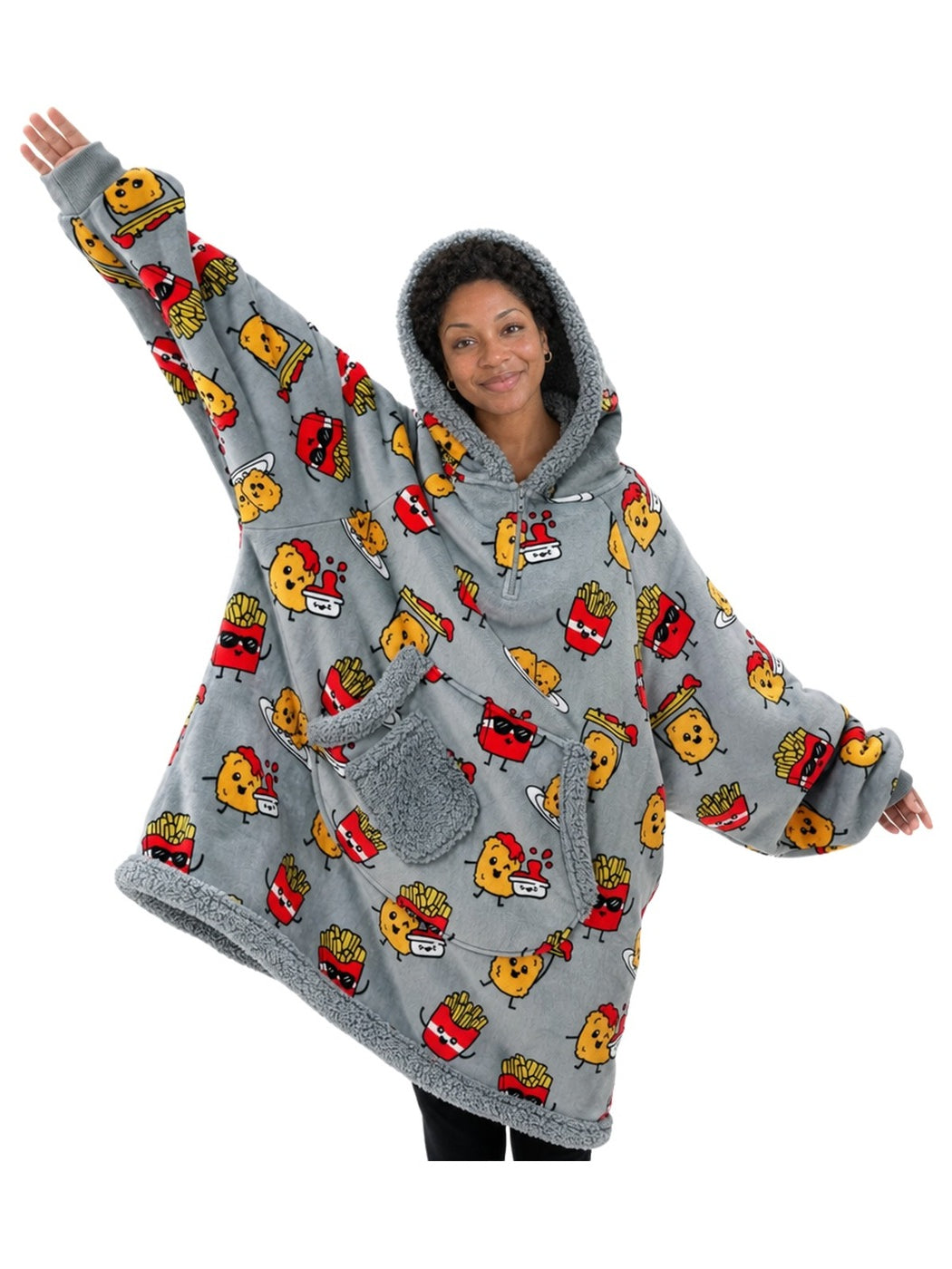 Grey Chicken Nuggets Fries Fluvy Hoodie