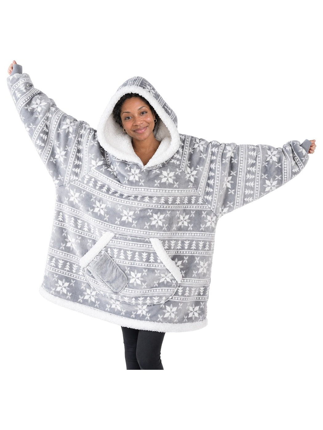 Grey Snowflake Fluvy Hoodie