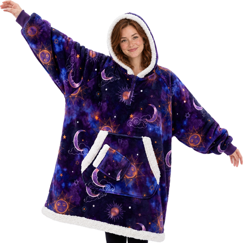 Purple Star And Moon Fluvy Hoodie